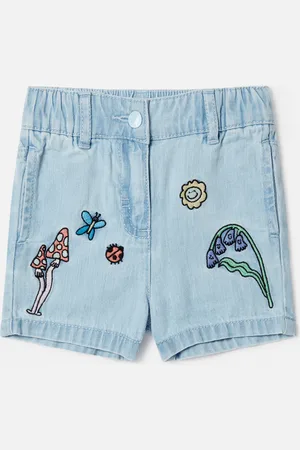 Stella McCartney Pantaloncini in denim elasticizzati amici del bosco,