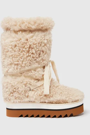 Stella McCartney Scarponcini da Neve Sneak-Elyse in Morbido Teddy, Donna,