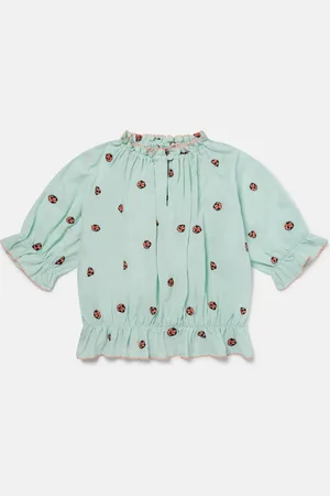 Stella McCartney Top a manica corta plissettata coccinella,