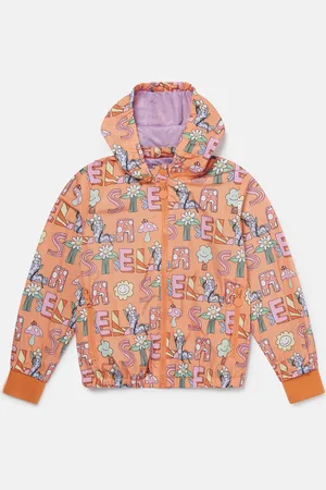 Stella McCartney Impermeabile con cappuccio scritta foresta Stella,