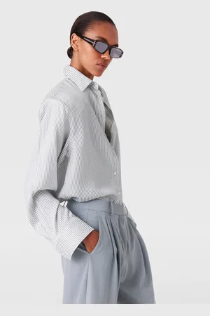 Stella McCartney Camicia Gessata con Logo, Donna,
