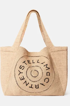 Stella McCartney Tote Grande in Rafia con Logo, Donna