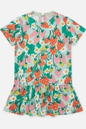 Stella McCartney Abito a Maniche Corte con Stampa Fragole,