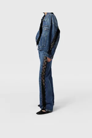 Stella McCartney Giacca in Denim con Inserti in Pizzo, Donna,