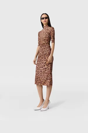 Stella McCartney Leopard Mid-Rise Midi Skirt, Donna,