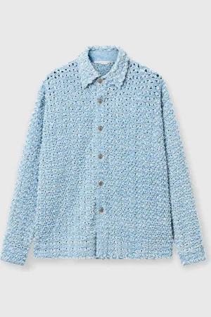 Stella McCartney Camicia Oversize in Denim Bouclé, Donna,