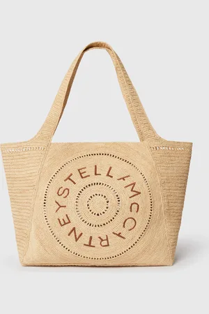 Stella McCartney Tote Grande in Rafia con Logo, Donna