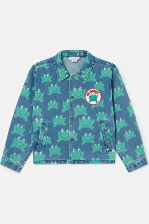 Stella McCartney Giacca in denim stampa rana,