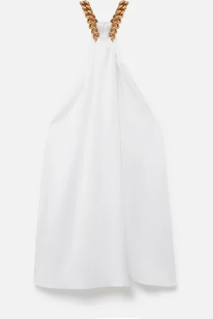 Stella McCartney Top in Satin con Collo Incrociato con Catena, Donna,