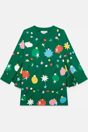 Stella McCartney Abito Stampa Ali di Pipistrello e Palline di Natale, Donna,