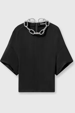 Stella McCartney Top a Maniche Corte con Catena in Cristallo, Donna,