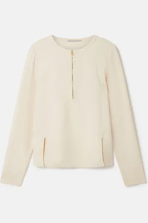 Stella McCartney Blusa Arlesa con zip e doppio orlo diviso, Donna,
