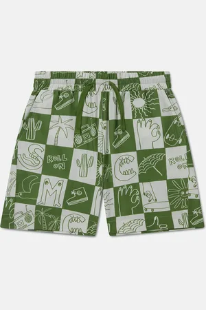 Stella McCartney Pantaloncini con Scritta Marchio a Quadri,