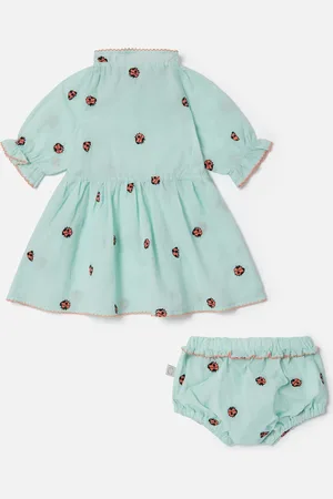 Stella McCartney Abito con maniche corte smerlate coccinella,