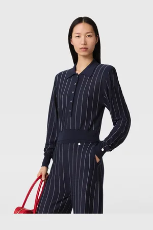 Stella McCartney Top Gessato a Maniche Lunghe con Colletto, Donna,