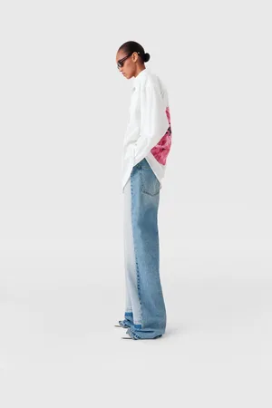 Stella McCartney Camicia con Pannello Stampa Papavero, Donna,