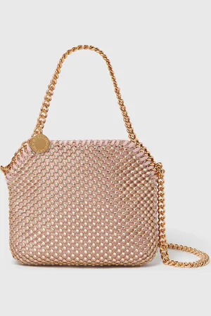 Stella McCartney Borsa tote mini Falabella in rete con cristalli senza piombo, Donna