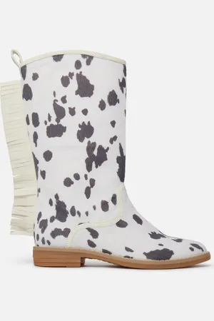 Stella McCartney Stivali Western con Frange e Motivo Mucca, Donna,