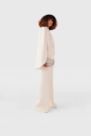 Stella McCartney Pantaloni in Lana a Gamba Larga e a Vita Alta, Donna,