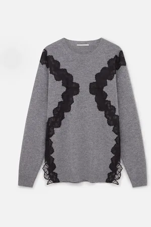 Stella McCartney Maglia a Maniche Lunghe con Inserto in Pizzo, Donna,
