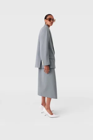 Stella McCartney Gonna Midi in Lana con Catena Falabella, Donna,