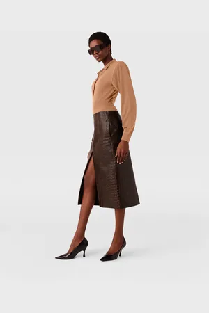 Stella McCartney Gonna Midi con Motivo Coccodrillo in Rilievo, Donna,