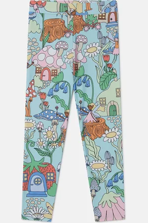 Stella McCartney Legging elasticizzati con stampa foresta,