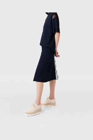 Stella McCartney Gonna Midi a Vita Media con Inserto in Pizzo, Donna,