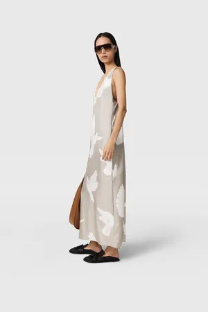 Stella McCartney Abito Midi Senza Maniche con Scollo a V e Stampa Colomba, Donna,