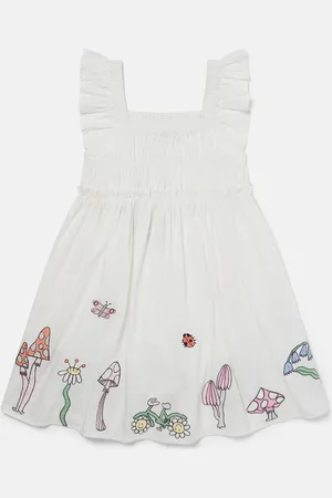 Stella McCartney Abito plissettato con maniche ad aletta amici del bosco,