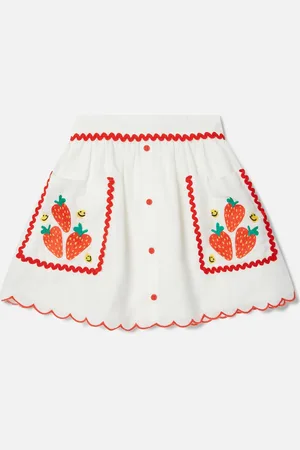 Stella McCartney Gonna con Bordi Smerlati e Ricamo Fragole,