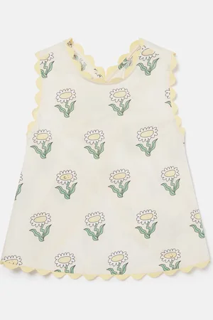 Stella McCartney Top senza maniche con bordi smerlati margherite,