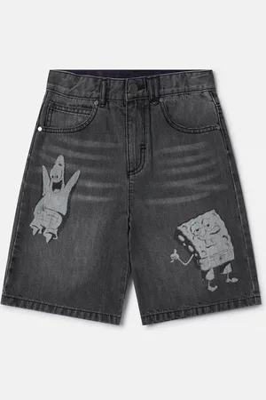 Stella McCartney Pantaloncini in Denim con Grafica Sponge Bob,