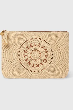 Stella McCartney Pochette in Rafia con Logo, Donna