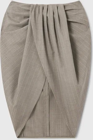 Stella McCartney Gonna Midi Incrociata Gessata con Ruche, Donna,