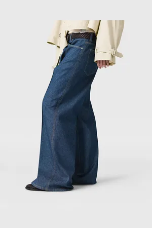 Stella McCartney Pantaloni Sartoriali in Denim con Pieghe Centrali, Donna,