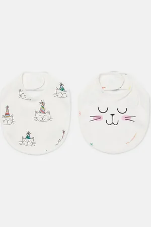 Stella McCartney Set Bavaglini con Stampa Grafica Gatto