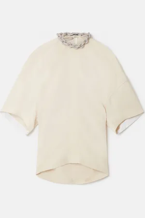 Stella McCartney Top con colletto a catena di cristallo Falabella, Donna,