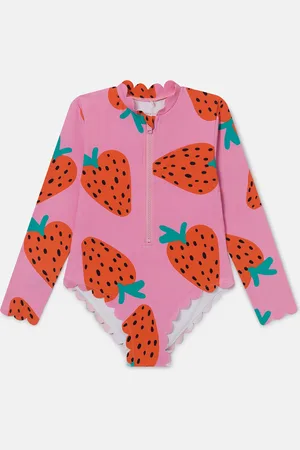 Stella McCartney Costume da Bagno a Maniche Lunghe con Stampa Fragole,