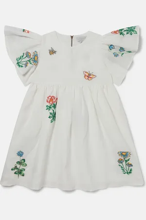 Stella McCartney Abito con Maniche ad Aletta e Ricamo Fiori,