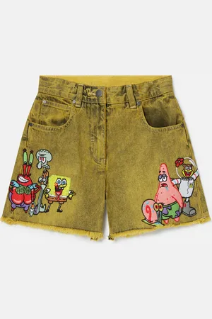 Stella McCartney Pantaloncini in Denim con Grafica Sponge Bob,