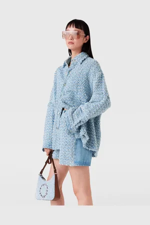 Stella McCartney Pantaloncini a Vita Media in Denim Bouclé, Donna,