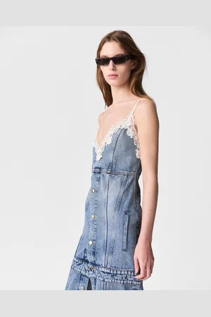 Stella McCartney Abito Maxi con Scollo a V e Lavaggio Vintage, Donna,