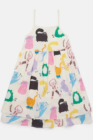 Stella McCartney Abito Senza Maniche con Stampa Gatti,