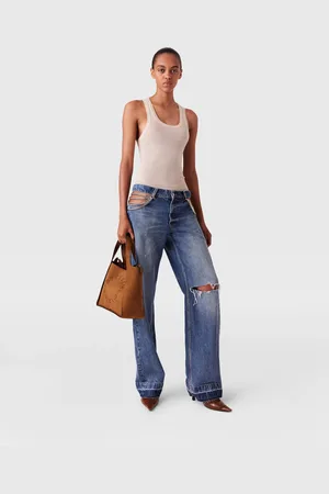 Stella McCartney Jeans Falabella a Gamba Dritta con Fianchi Decorati, Donna,