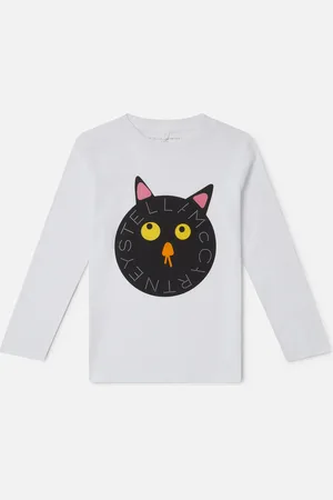 Stella McCartney Maglietta a Maniche Lunghe Logo Gatto da Brivido, Donna,