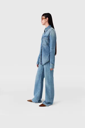 Stella McCartney Camicia in Denim con Lavaggio Vintage, Donna,