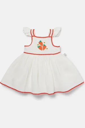 Stella McCartney Abito con Maniche ad Aletta e Ricamo Fragole,