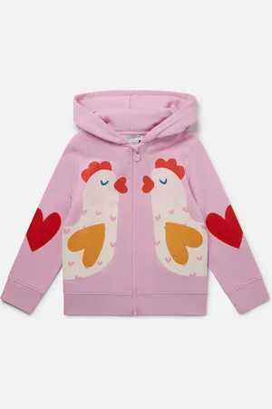 Stella McCartney Felpa Grafica con Zip Gallina, Donna,