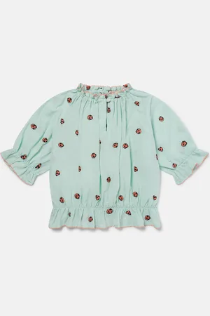 Stella McCartney Top a manica corta plissettata coccinella,